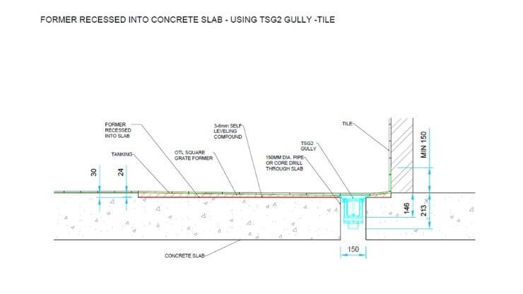 Square section through former recessed into concrete slab