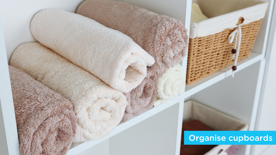 Organise bathroom cupboards